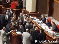 Зал заседаний Верховного Совета Украины в последний день слушаний отчета правительства "О ходе выполнения программы деятельности Кабинета Министров Украины "Реформы во имя благостояния" в 2000 году"