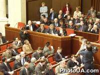 Кабинет Министров Украины в зале заседаний Верховного Совета Украины в последний день слушаний отчета правительства "О ходе выполнения программы деятельности Кабинета Министров Украины "Реформы во имя благостояния" в 2000 году"