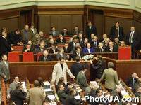 Ложа правительства В. Ющенко перед началом голосования по вопросу об отставке правительства
