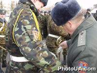Церемония прийнятия военной присяги в одной из артилерийских частей Киевщины. Духовой оркестр