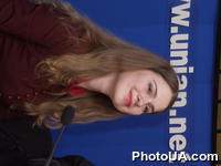DJ "Гала Радио" Лена Гарина на пресс-коференция в УНИАН на тему: "Впервые в Украине олимпийский чемпион Виктор Петренко представляет супер престижное в мире "Олимпийское ледовое шоу" при участии Олимпийских Чемпионов по фигурному катанию"