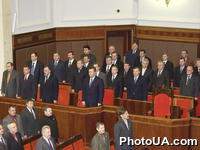 Верховна Рада Украины. Церемония открытия V сессии Верховной Рады Украины IV созыва. На фото: Кабинет Министров Украины во главе с премьер-министром Украины Виктором Януковичем на церемонии открытия V сессии Верховной Рады Украины IV созыва