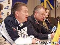 Пресс-конференция главного тренера национальной сборной команды Украины по футболу Олега Блохина и президента ФФУ Григория Суркиса, посвященная предстоящему товарищескому матчу сборных Франции и Украины