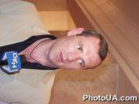 Пресс-конференция в КГГА, посвященная проведению Международного трнира по профессиональному боксу, который пройдет 26 июня 2004 года в г. Феодосия. На фото: украинский боксер Владимир Вирчис