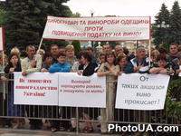 Около 500 виноградарей и виноделов, прибывших из винодельческих регионов Украины, протестуют у стен Верховной Рады против повышения акцизного сбора на винодельческую продукцию.