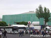 Дворец спорта в городе Киеве перед началом юбилейного 50-го песенного конкурса "Евровидение"