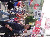 Активисты ПСПУ на Крещатике, во время марша-протеста против празднования 100-летия со дня рождения Главного командира Украинской повстанческой армии Романа Шухевича
