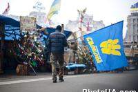 Майдан Независимости в Киеве готовится к встрече 2014 года. Народный протест продолжается